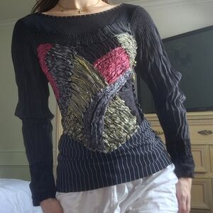 Save the Queen Ruched Long Sleeve Shirt (S)